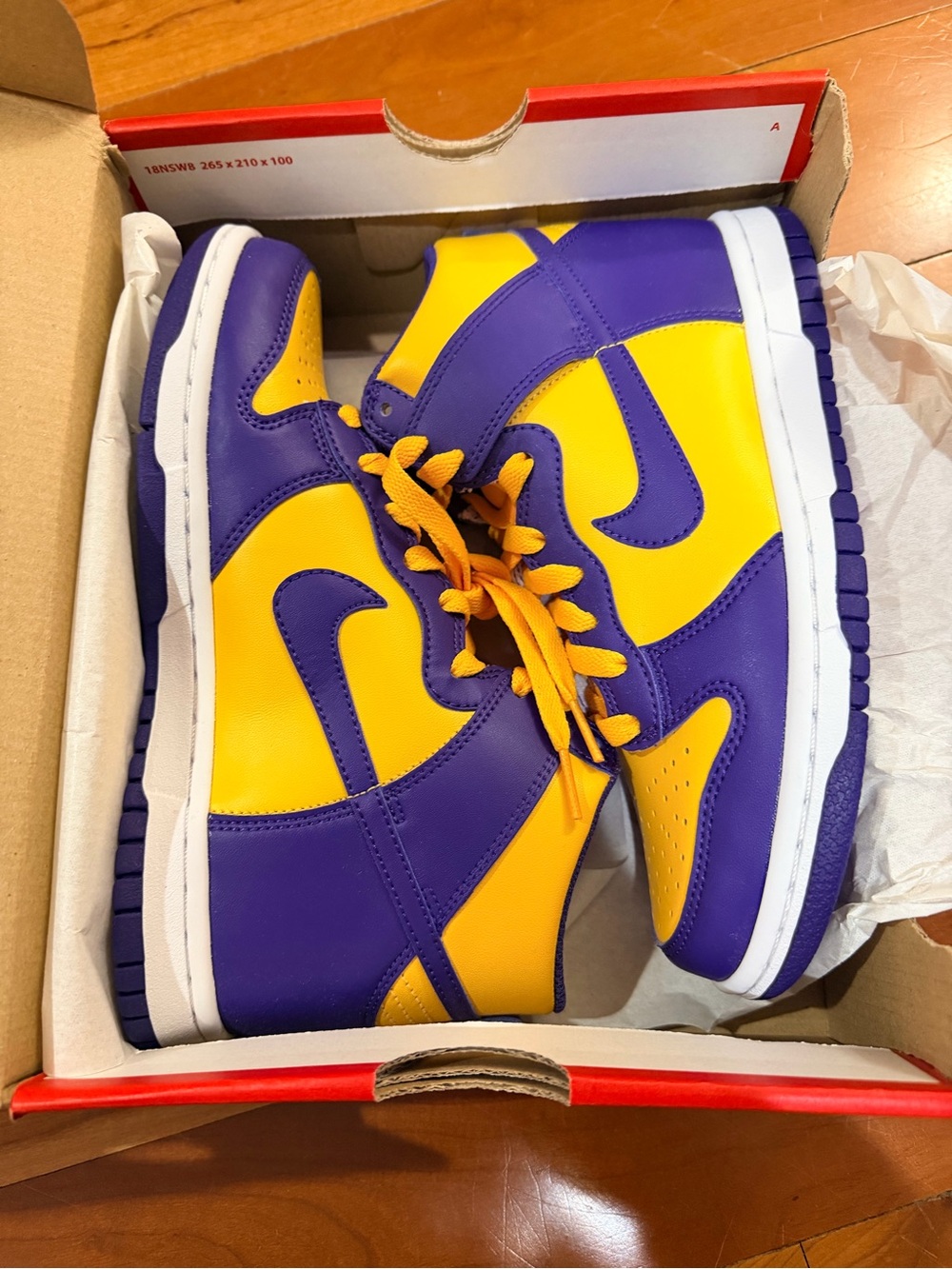 Nike Kids High-Top Sneakers in Purple and Yellow